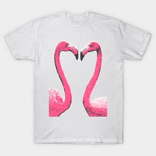 Flamingo Illustrated Heart Shaped T-Shirt